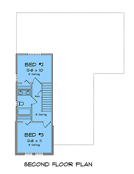 Cottage, Country, Traditional House Plan 82882 with 4 Beds, 3 Baths, 1 Car Garage Second Level Plan