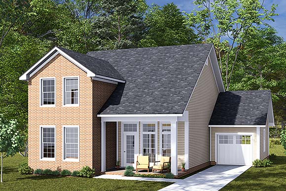 Cottage, Country, Traditional House Plan 82882 with 4 Beds, 3 Baths, 1 Car Garage Elevation