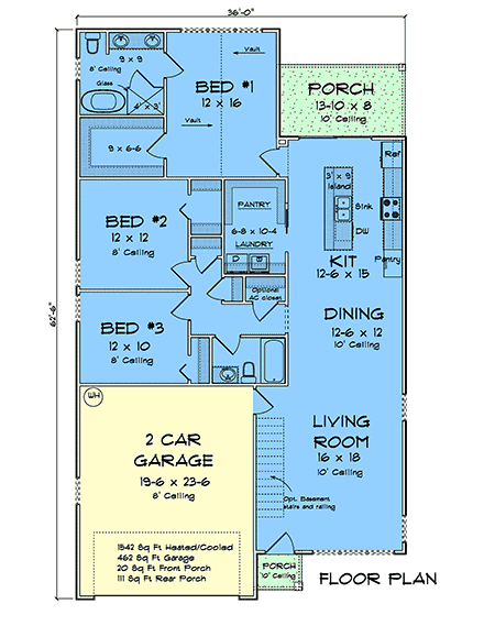 Cottage, Country, Ranch, Traditional House Plan 82887 with 3 Beds, 2 Baths, 2 Car Garage First Level Plan