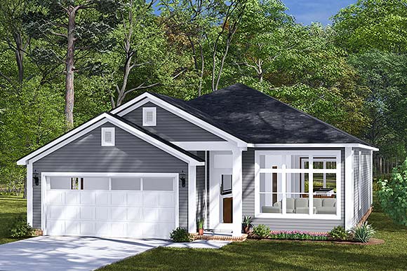 Cottage, Country, Ranch, Traditional House Plan 82887 with 3 Beds, 2 Baths, 2 Car Garage Elevation