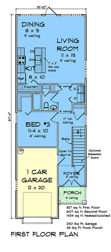 Cottage, Traditional House Plan 82888 with 3 Beds, 3 Baths, 1 Car Garage First Level Plan