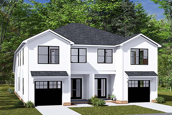 Cottage, Traditional Multi-Family Plan 82889 with 6 Beds, 6 Baths, 2 Car Garage Elevation
