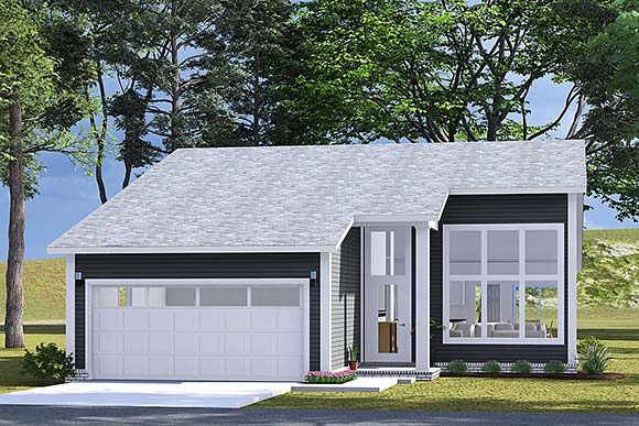 Contemporary, Cottage, Modern House Plan 82890 with 3 Beds, 2 Baths, 2 Car Garage Elevation