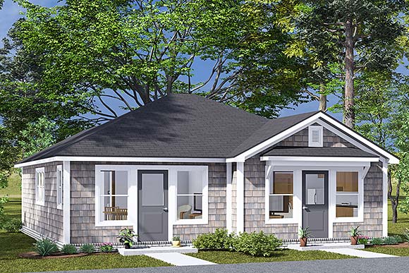 Cottage, Traditional Multi-Family Plan 82892 with 2 Beds, 2 Baths Elevation