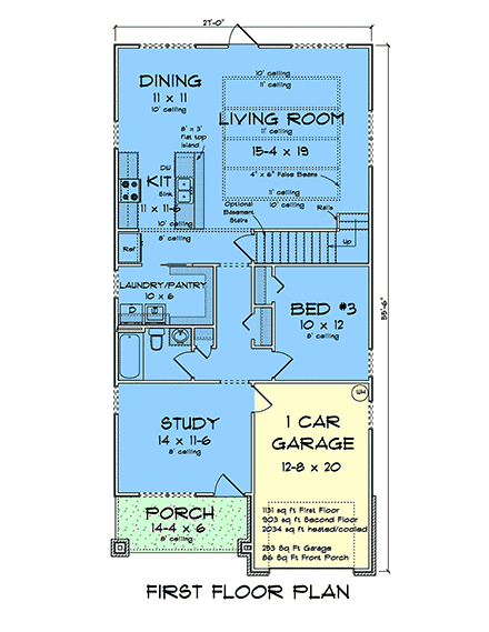 Contemporary, Modern House Plan 82893 with 3 Beds, 3 Baths, 1 Car Garage First Level Plan