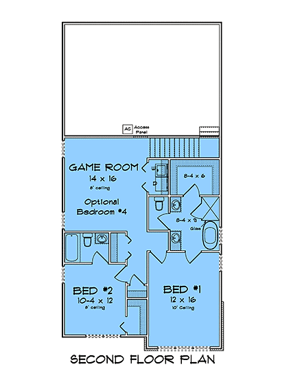 Contemporary, Modern House Plan 82893 with 3 Beds, 3 Baths, 1 Car Garage Second Level Plan