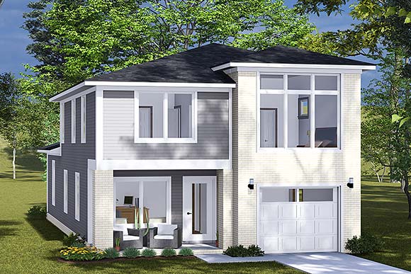 Contemporary, Modern House Plan 82893 with 3 Beds, 3 Baths, 1 Car Garage Elevation