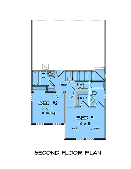 Cottage, Country, Traditional House Plan 82899 with 3 Beds, 3 Baths, 1 Car Garage Second Level Plan