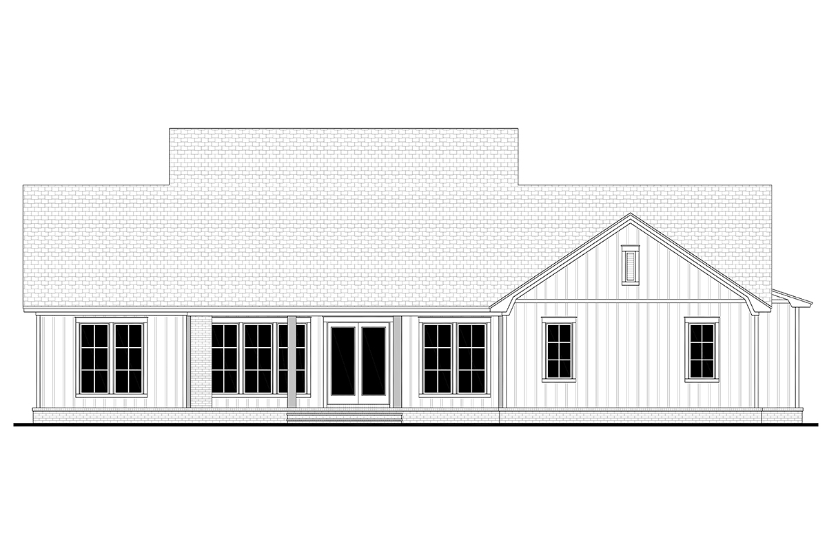 Country, Craftsman, Farmhouse, Southern House Plan 82902 with 3 Beds, 3 Baths, 2 Car Garage Rear Elevation