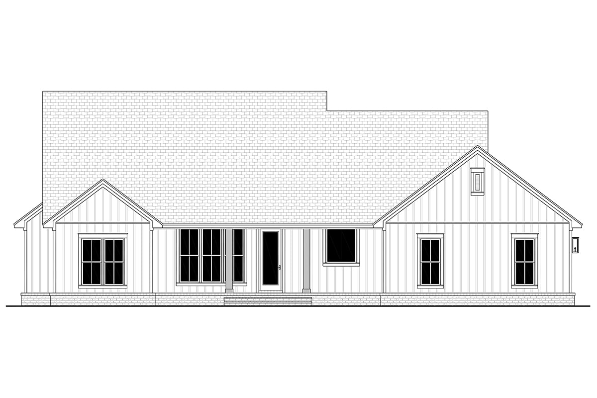 Country, Craftsman, Farmhouse, Traditional Plan with 2194 Sq. Ft., 4 Bedrooms, 3 Bathrooms, 2 Car Garage Rear Elevation