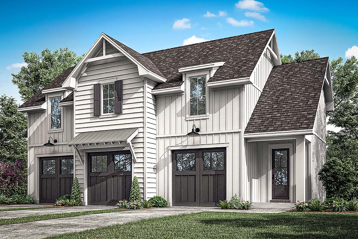Craftsman, Farmhouse, Southern, Traditional Plan with 1271 Sq. Ft., 2 Bedrooms, 1 Bathrooms, 3 Car Garage Elevation