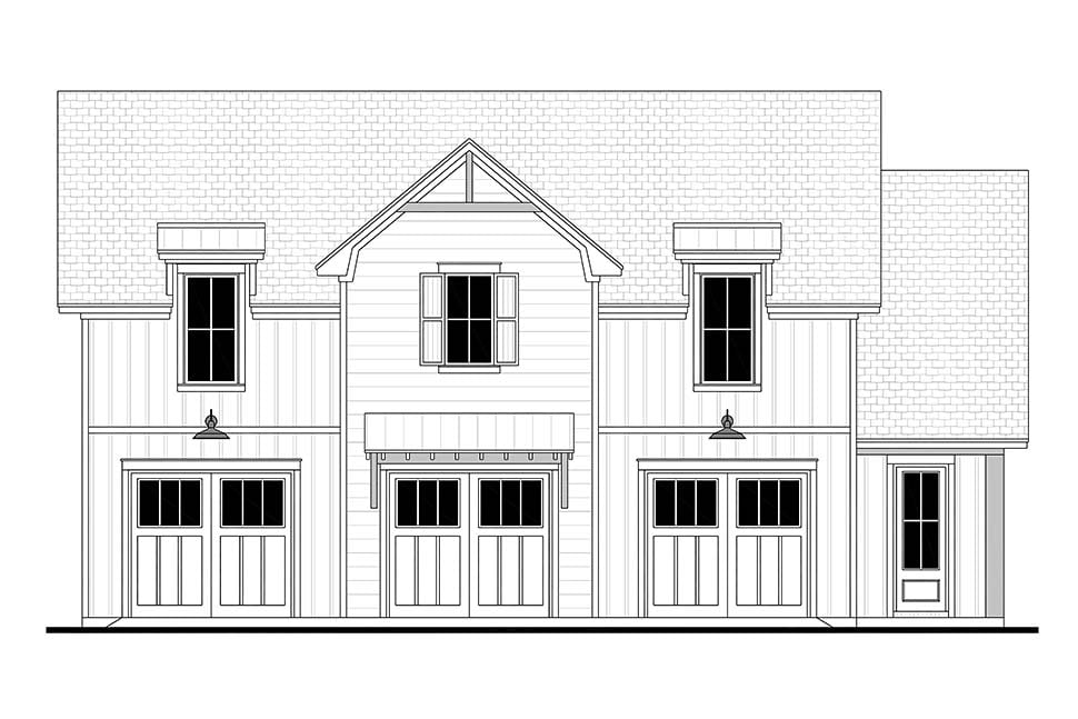 Craftsman, Farmhouse, Southern, Traditional Plan with 1271 Sq. Ft., 2 Bedrooms, 1 Bathrooms, 3 Car Garage Picture 4