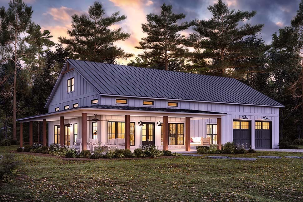 Barndominium, Country, Farmhouse, Traditional Plan with 2000 Sq. Ft., 3 Bedrooms, 3 Bathrooms, 2 Car Garage Picture 5