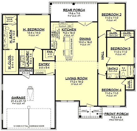 Country, Farmhouse, Traditional House Plan 82908 with 4 Beds, 2 Baths, 2 Car Garage First Level Plan