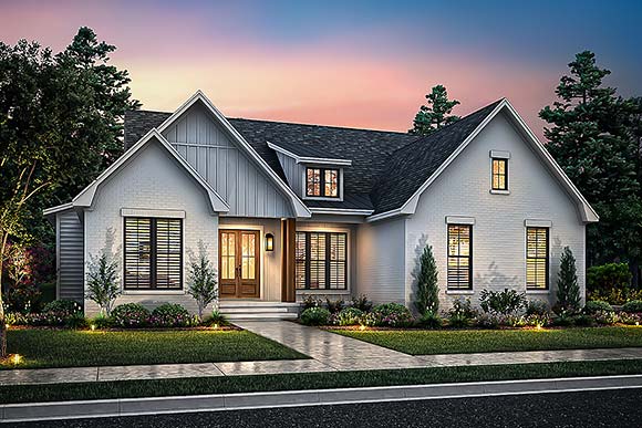 Country, Farmhouse, Traditional House Plan 82911 with 4 Beds, 2 Baths, 2 Car Garage Elevation