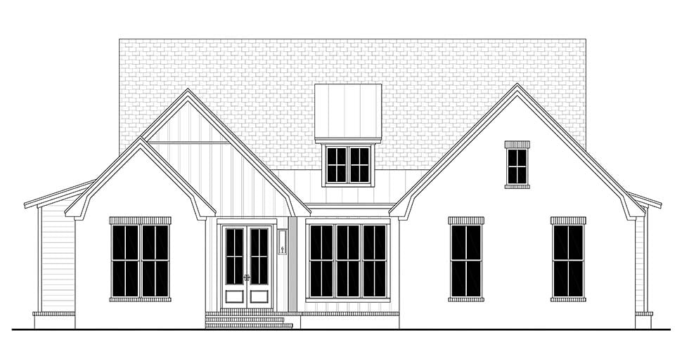 Country, Farmhouse, Traditional Plan with 1800 Sq. Ft., 4 Bedrooms, 2 Bathrooms, 2 Car Garage Picture 4