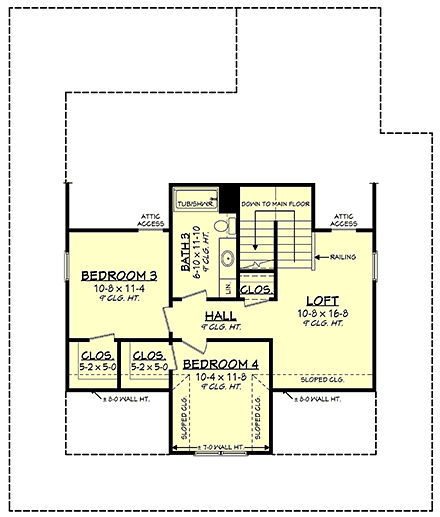 Country, Farmhouse, Traditional House Plan 82912 with 4 Beds, 3 Baths Second Level Plan