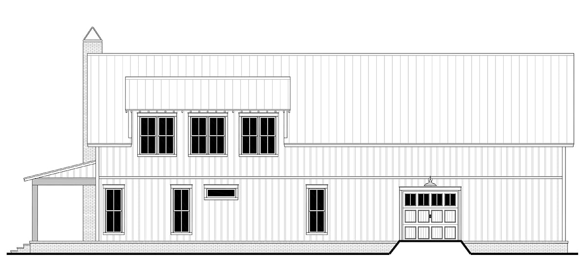 Barndominium, Farmhouse, Southern, Traditional House Plan 82913 with 4 Beds, 3 Baths, 4 Car Garage Rear Elevation