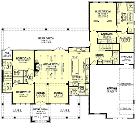 Country, Farmhouse House Plan 82919 with 3 Beds, 4 Baths, 2.5 Car Garage First Level Plan