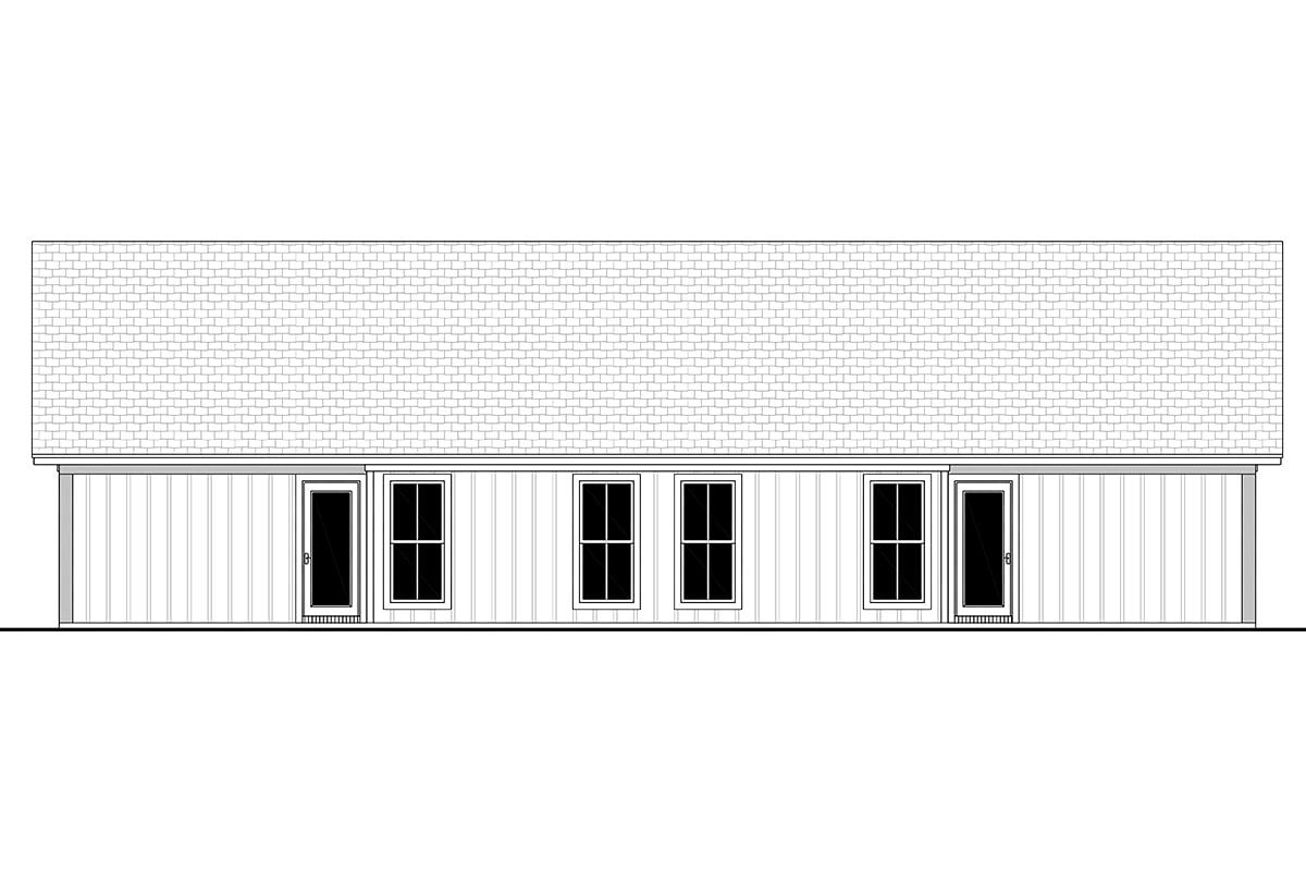 Country, Farmhouse, Traditional Plan with 2196 Sq. Ft., 4 Bedrooms, 4 Bathrooms, 2 Car Garage Rear Elevation