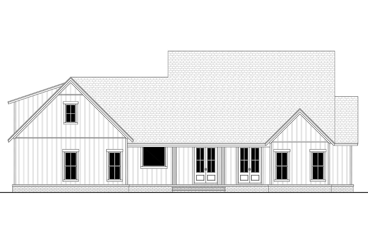 Country, Craftsman, Farmhouse, Traditional Plan with 2278 Sq. Ft., 4 Bedrooms, 3 Bathrooms, 2.5 Car Garage Rear Elevation