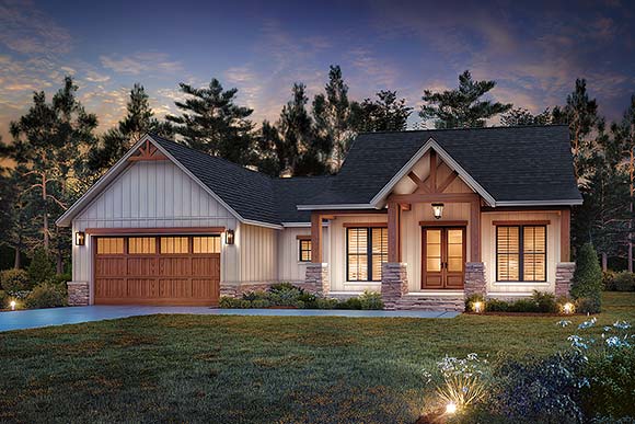 Country, Farmhouse, Traditional House Plan 82926 with 3 Beds, 2 Baths, 2 Car Garage Elevation