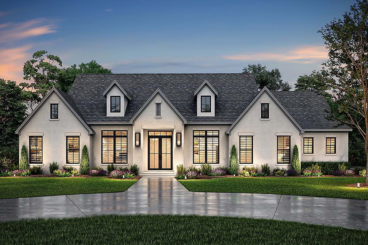 Contemporary, Southern, Traditional Plan with 2859 Sq. Ft., 3 Bedrooms, 4 Bathrooms, 3 Car Garage Elevation