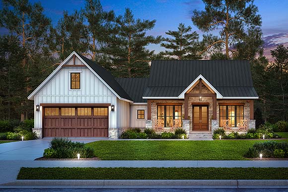 Farmhouse, Traditional House Plan 82929 with 3 Beds, 3 Baths, 2 Car Garage Elevation