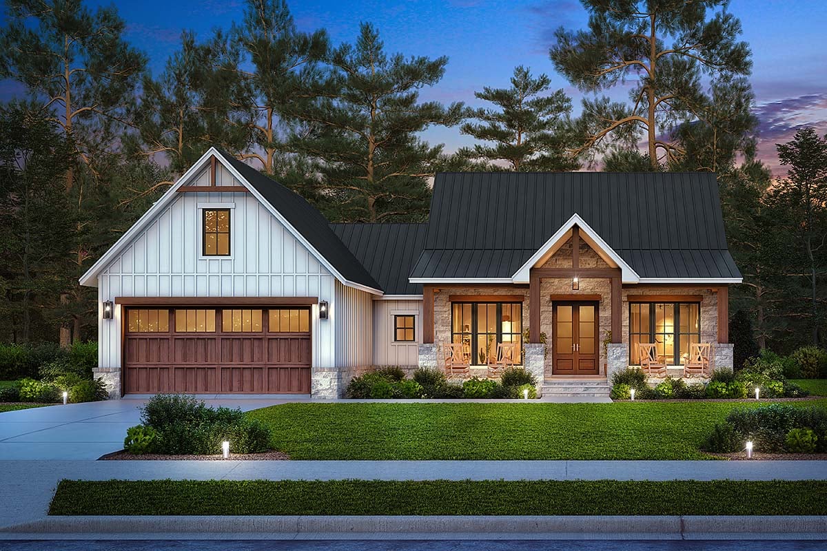 Farmhouse, Traditional Plan with 1793 Sq. Ft., 3 Bedrooms, 3 Bathrooms, 2 Car Garage Elevation