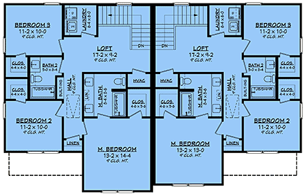 Country, Farmhouse, Traditional Multi-Family Plan 82933 with 6 Beds, 6 Baths, 2 Car Garage Second Level Plan