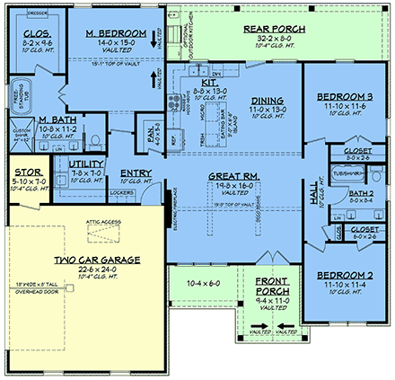 Country, Farmhouse, Traditional House Plan 82935 with 3 Beds, 2 Baths, 2 Car Garage First Level Plan