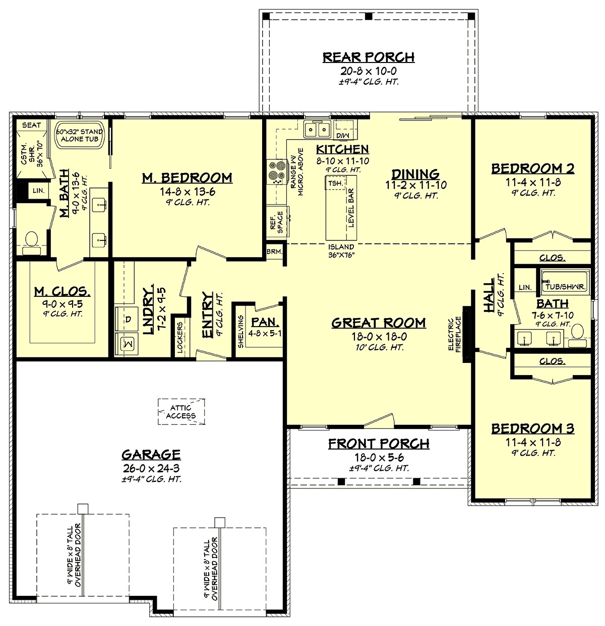 House Plan 82940 - Traditional Style with 1641 Sq Ft, 3 Bed, 2 Ba