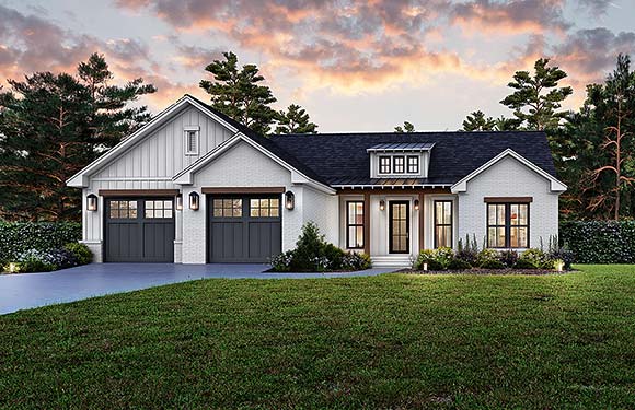 Country, Farmhouse, Southern, Traditional House Plan 82940 with 3 Beds, 2 Baths, 2 Car Garage Elevation