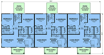 Country, Ranch, Traditional Multi-Family Plan 82944 with 6 Beds, 6 Baths First Level Plan