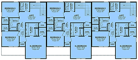 Country, Farmhouse, Traditional Multi-Family Plan 82946 with 9 Beds, 9 Baths, 3 Car Garage Second Level Plan