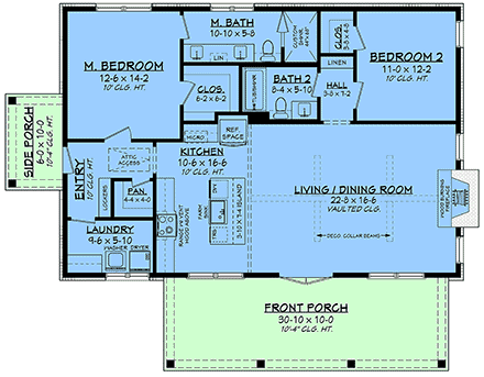 Barndominium, Cottage, Country, Farmhouse, Traditional House Plan 82949 with 2 Beds, 2 Baths First Level Plan