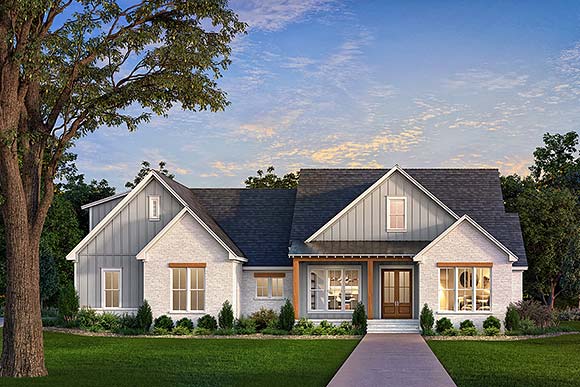 Country, Farmhouse, Southern House Plan 82953 with 4 Beds, 4 Baths, 2 Car Garage Elevation