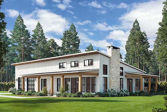 Barndominium, Contemporary, Farmhouse House Plan 82954 with 3 Beds, 3 Baths, 2 Car Garage Elevation