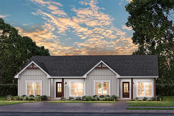 Country, Farmhouse, Traditional Multi-Family Plan 82955 with 4 Beds, 4 Baths Elevation