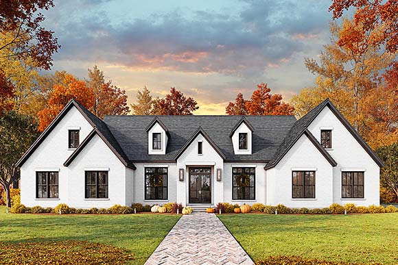Contemporary, Farmhouse House Plan 82956 with 5 Beds, 5 Baths, 3 Car Garage Elevation
