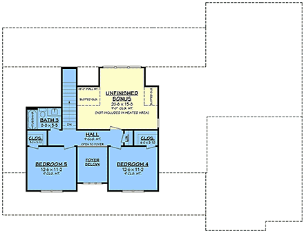 Country, Farmhouse, Southern House Plan 82957 with 5 Beds, 4 Baths, 2 Car Garage Second Level Plan