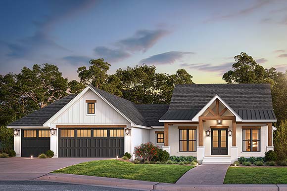 Country, Farmhouse, Traditional House Plan 82964 with 3 Beds, 3 Baths, 3 Car Garage Elevation