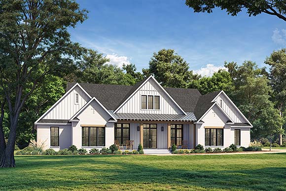 Country, Farmhouse, Southern House Plan 82970 with 4 Beds, 4 Baths, 3 Car Garage Elevation