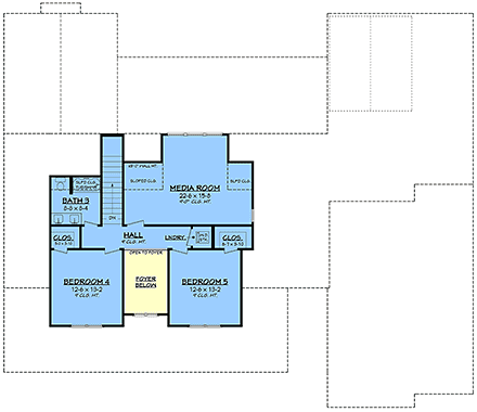 Contemporary, Country, Craftsman, Farmhouse, New American, Southern House Plan 82972 with 5 Beds, 4 Baths, 3 Car Garage Second Level Plan