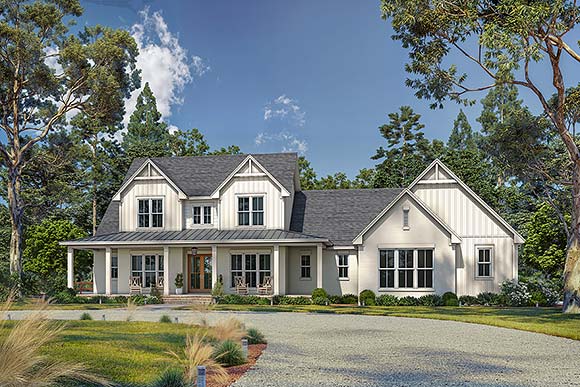 Contemporary, Country, Craftsman, Farmhouse, New American, Southern House Plan 82972 with 5 Beds, 4 Baths, 3 Car Garage Elevation