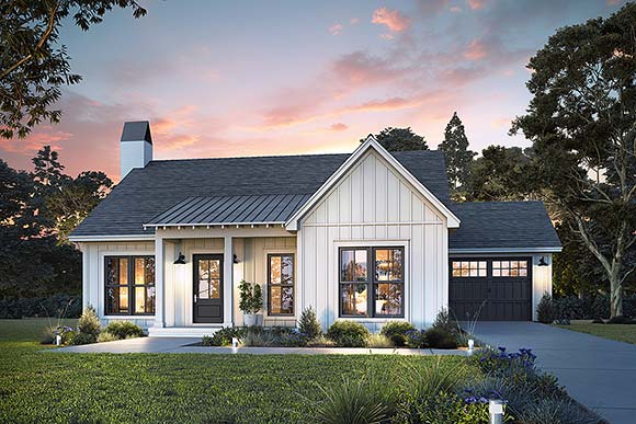 Cottage, Country, Farmhouse, Southern House Plan 82974 with 2 Beds, 2 Baths, 1 Car Garage Elevation