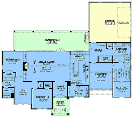 Contemporary, Country, Craftsman, Farmhouse, New American House Plan 82975 with 3 Beds, 3 Baths, 2 Car Garage First Level Plan