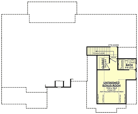 Country, Farmhouse, Traditional House Plan 82980 with 3 Beds, 2 Baths, 2 Car Garage Second Level Plan
