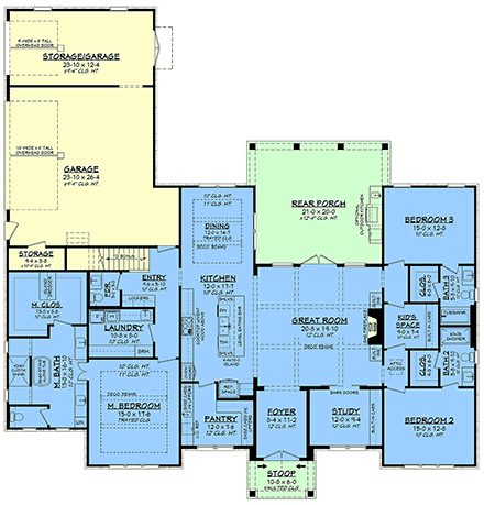 Country, Craftsman, Farmhouse, Southern House Plan 82981 with 3 Beds, 4 Baths, 3 Car Garage First Level Plan