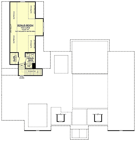 Country, Craftsman, Farmhouse, Southern House Plan 82981 with 3 Beds, 4 Baths, 3 Car Garage Second Level Plan